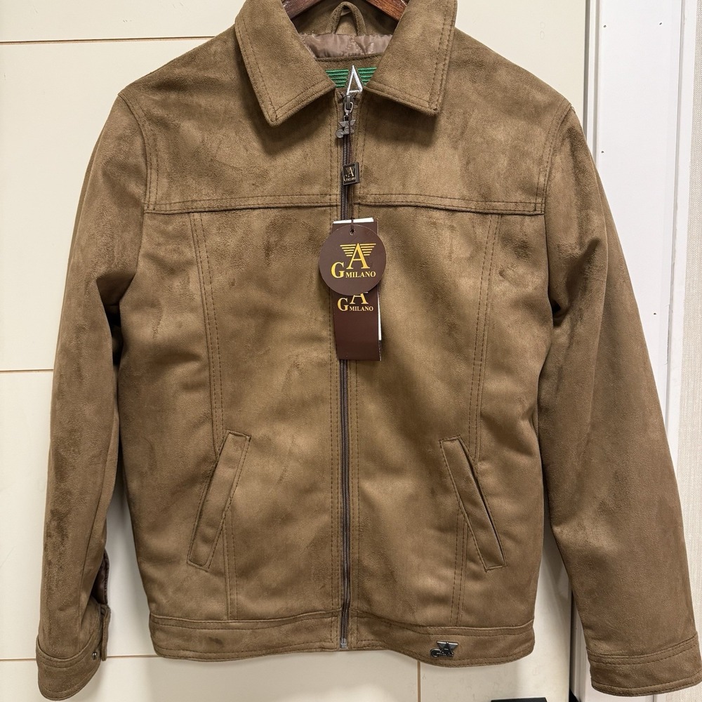 BRAND NEW A G MILANO Suede Italian  Zippered  jacket, WOMEN"S SIZE S